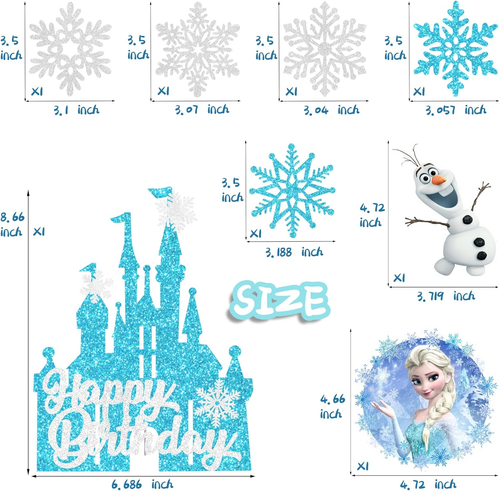 Frozen Castle Birthday Cake Topper, Winter Princess Birthday Supplies Snowflake - Picture 5 of 12