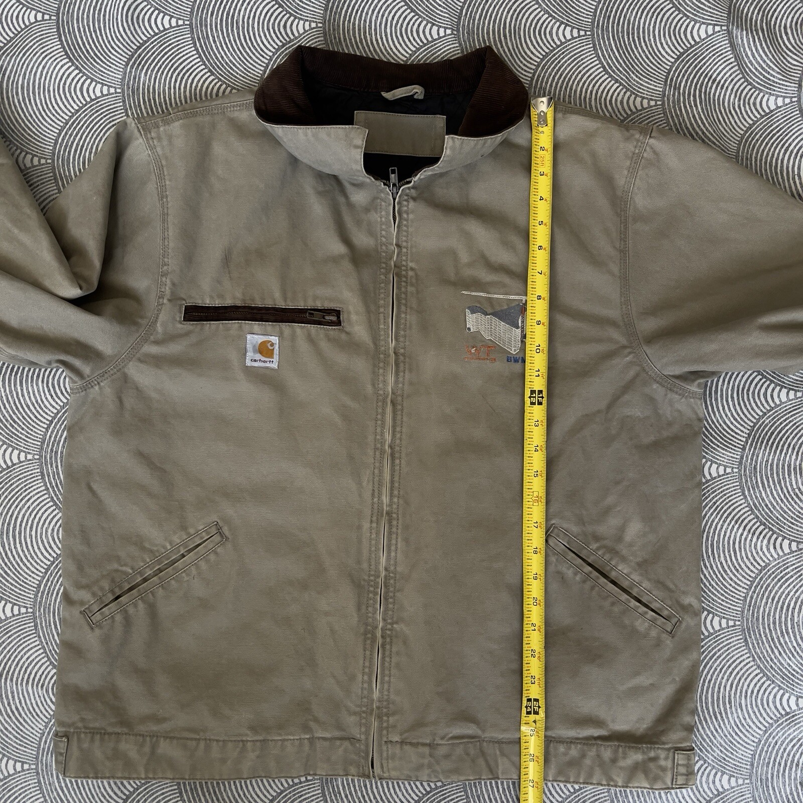 Carhartt Reworked Detroit Style Jacket Quilt Lined Full Zip Company Logo Men XL image 9