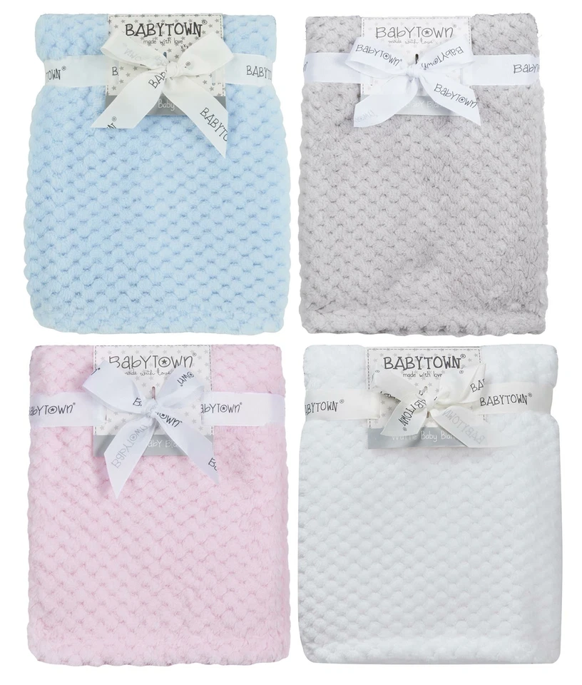 BABYTOWN Baby Waffeldecke Weich Koralle Fleece Überwurf Bettdecke Wickelbezug