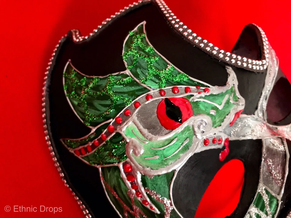 Venetian mask, Dragon Mask, masquerade, Celtic Dragon, Celtic Mask, Green Dragon - Image 4 of 4