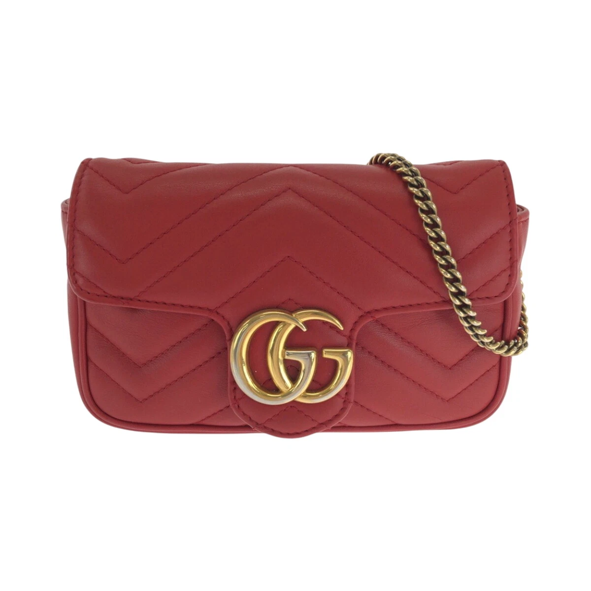 Sac à bandoulière chaîne GUCCI GG Marmont 476433 cuir quincaillerie rouge or GG
