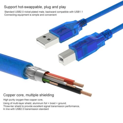 Printer cable USB A to USB B 3' High Speed USB 2.0 Cord For Computer Laptop PC - Picture 2 of 7
