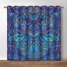 Hippie Bohemian Mandala Blackout Curtains - 52"W x 84"L Pack of 2 Mandala2