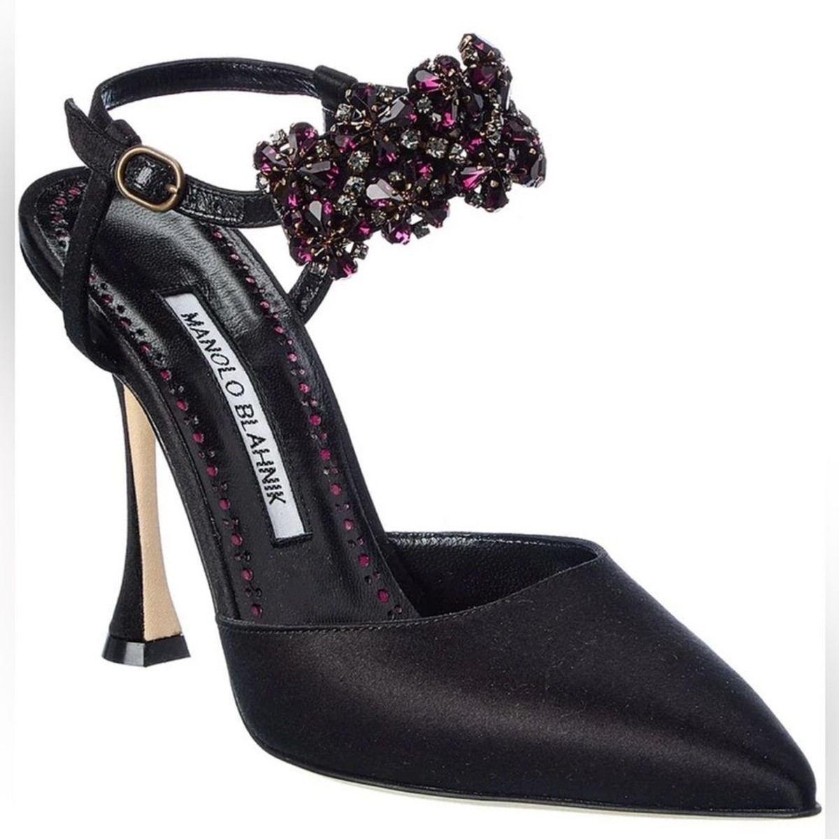 RRP US$1450 Manolo Blahnik Mabina 105 Satin Pump In Black