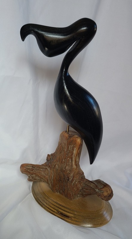 Wooden Bird Decoy Pelican Hand Crafted Signed David Shultz 1998