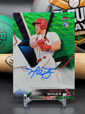 HARRISON BADER 2018 TOPPS FINEST GREEN WAVE 90/99 ROOKIE ON CARD AUTO (CB)