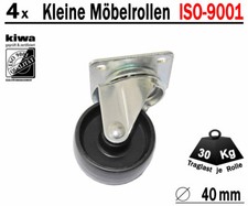 Möbelrollen Tischrollen Lenkrollen 4 x Ø 40mm Kunststoff Schw. BS-Rollen Germany