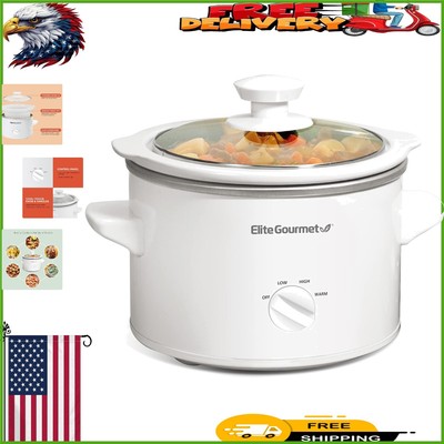 Compact White Slow Cooker with Dishwasher-Safe Lid & Ceramic Pot - 120 Watts
