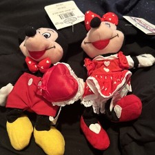 Disney Valentine Mickey Mouse/Minnie Mouse Beanies NWT 1990s