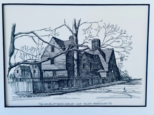 Print View Of The House Of Seven Gables Built 1668 Salem Massachusetts Vintage - 第 2/4 張圖片