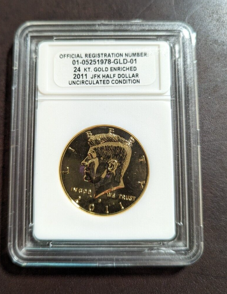 ツナフォローおまとめ割72②87①95①96①98①金具ゴールド 2011 24 Karat Gold Enriched Kennedy Half Dollar Uncirculated