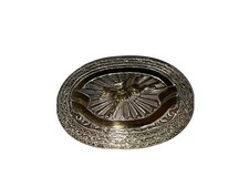 CRUMRINE Cowboy Belt Buckle Silver Plate over Bronze Scrolled Lg Vintage