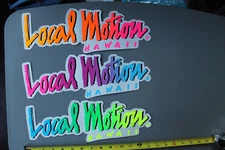 Local Motion Surfboards Hawaii Aloha Clear Neon 80's Surfing STICKER - Lot of 3