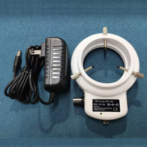 Microscope 144 LED Bulbs Microscope Ring Light Illuminator Lamp Adjust US Plug