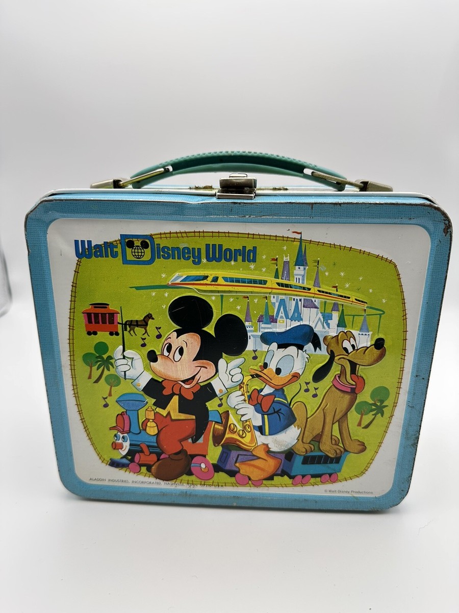 希少ディズニー1970年代ランチボックス缶 アラジンDisney Express Vintage 1970s Aladdin Walt Disney World Pressed Steel Lunch Box W