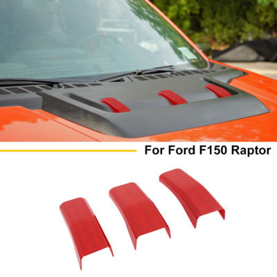 For Ford F150 2021+ Engine Hood Scoop Hinge Air Vent Panel Cover Trim 3pcs Red 