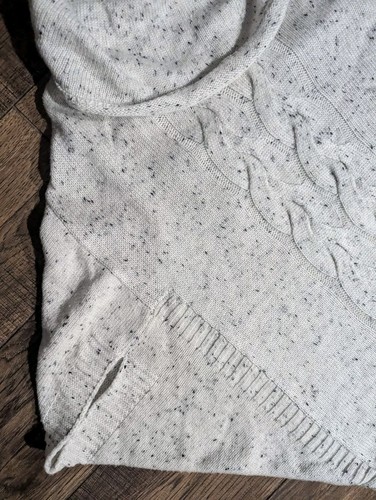 Anthropologie Womens Heathered Ivory Cable Knit Poncho Cowl Neck Sweater Size M - Picture 4 of 15