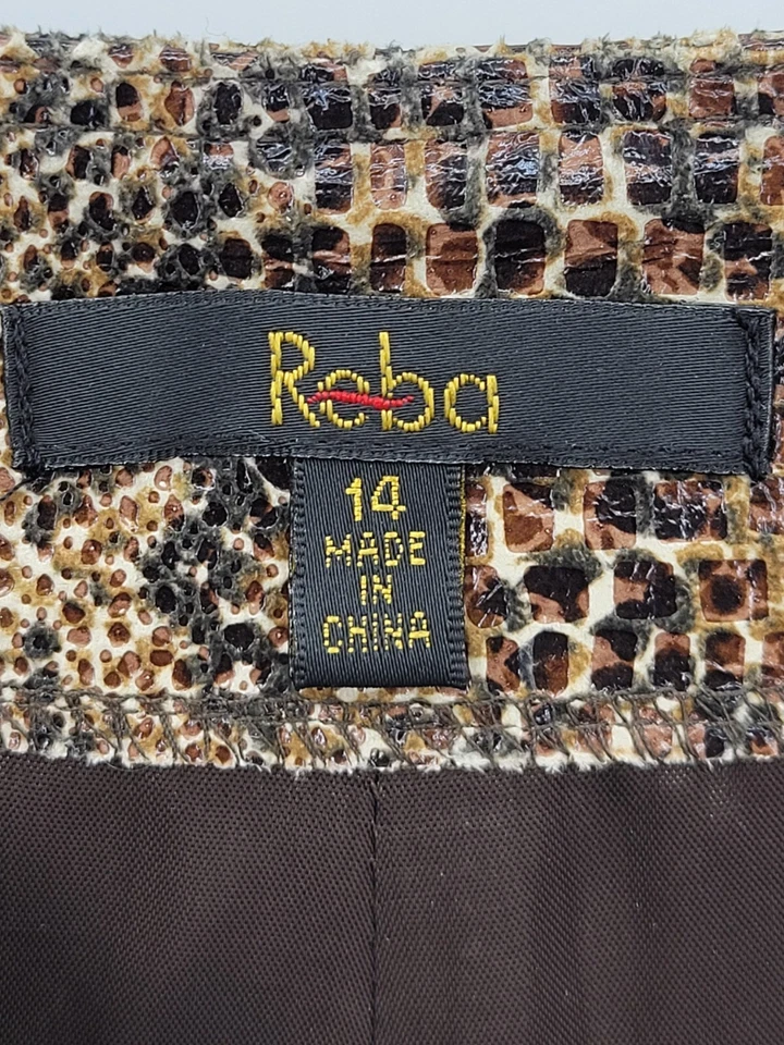 Reba 裙子女式 14 爬行动物印花人造 Suded Flowy Boho Artsy 轻便 — 第 3/4 张图片
