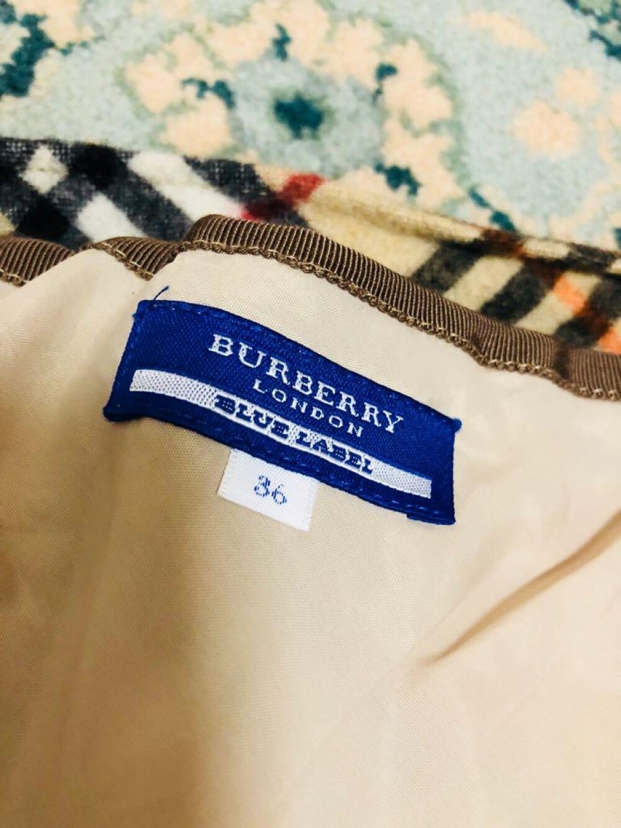 Burberry Mini Skirt Nova Check Beige Tartan Plaid Rap Leather