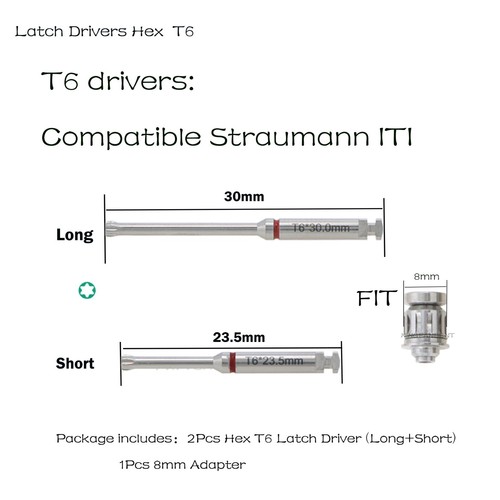 Straumann Implant T6 Hex Latch Screwdriver Fits 8mm Adapter Nobel Torque Wrench - Picture 54 of 54