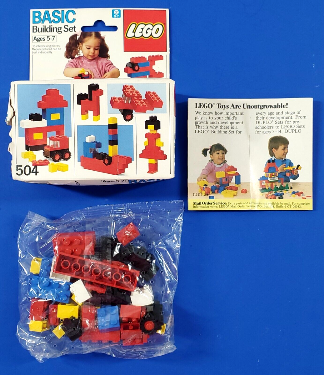Vintage LEGO 504 Basic Building Set Open Box Sealed Bag