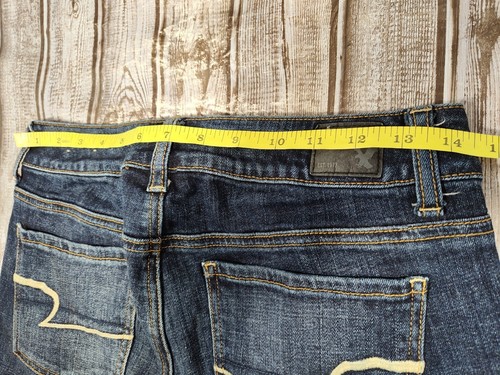 American Eagle Outfitters Size 4 Dark Wash Denim Jean Shorts Cuffed Stretch Midi - Picture 9 of 13
