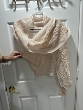Tension In Dust Pink Silk/cotton Scarf With Emroidery And Sequins Flowers