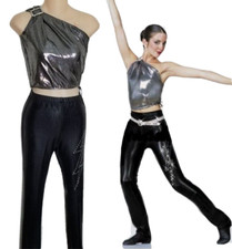 It's About That Walk Adult Small Dance Costume Gunmetal Black Rhinestone Buckle