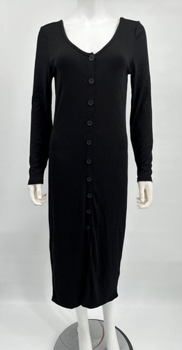 BB Dakota Dress By Steve Madden Black Trish Button Front Midi Sz L NEW NWOT N57
