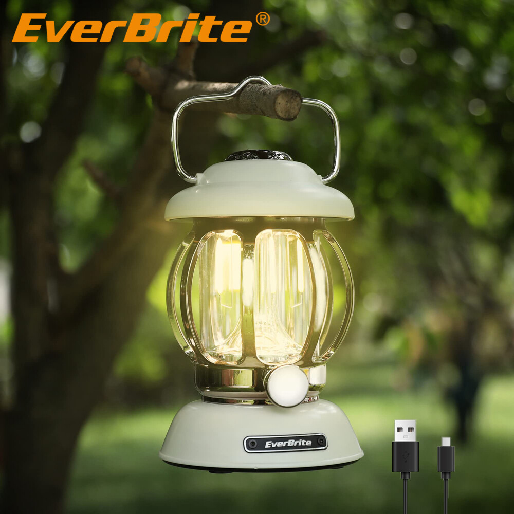 EverBrite Camping Lantern Rechargeable 4400mAh Vintage Camping Lamp 3Modes