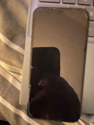 Argon locked apple iPhone 12 mini blue good condition cracked on the screen     