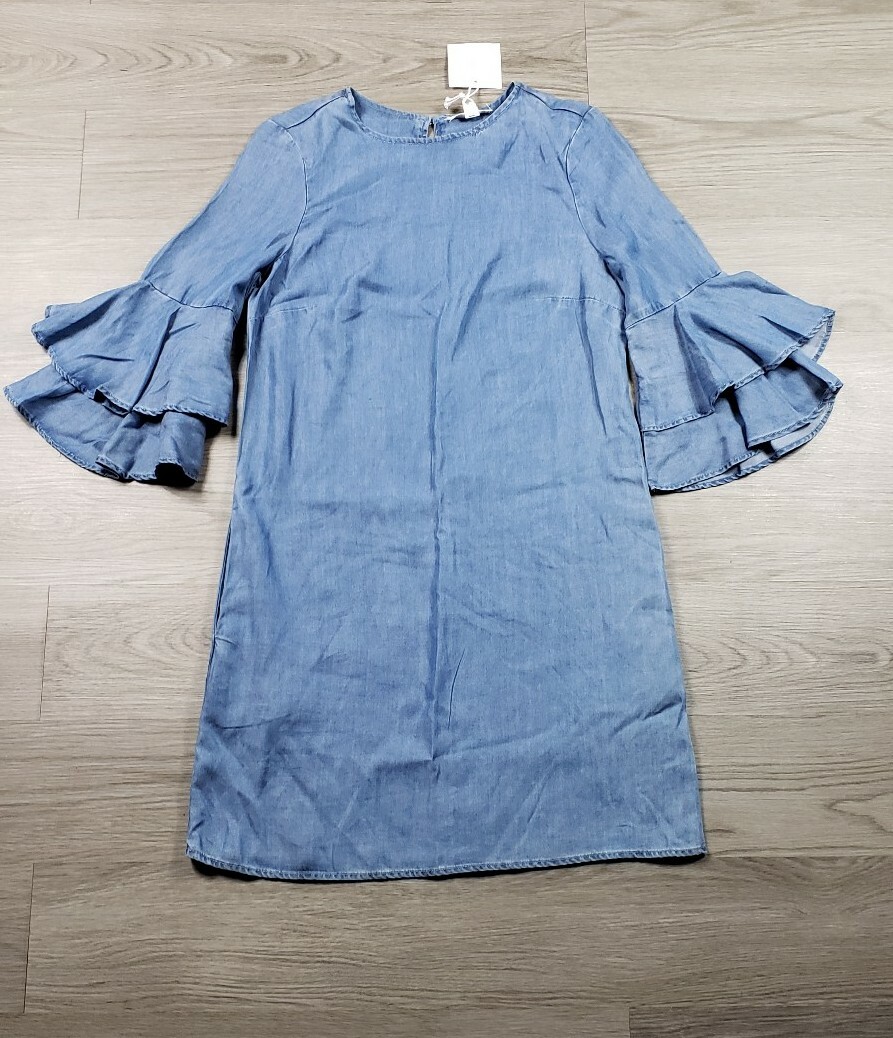 Beach Lunch Lounge Delphina Dress Blue Bell Sleeve Womens size XS