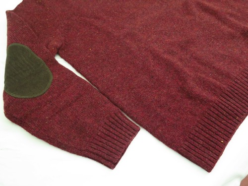 Sz XL LL BEAN Men's Shetland Wool Sweater Quarter Zip Deep Wine Donegal X-Large - Picture 2 of 11
