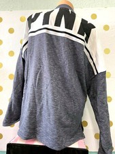 Victoria's Secret Pink Colorblock Crew Neck Pullover Sweatshirt Gray White NWT