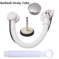 Kit Connection Round Bath Overflow Bathtub Drain Tube Concealed Waste Pipe