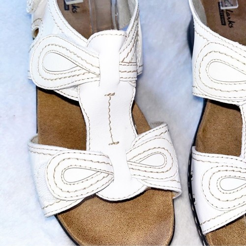 Sandali Clarks Lexi donna 10 pelle bianca zeppa slingback comodi cinturino da passeggio - Foto 3 di 6