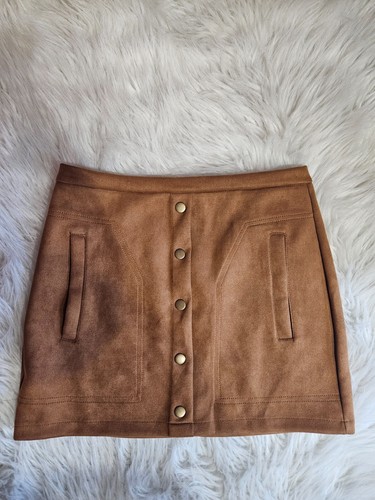 SIZE M VESTIDOS Brown Suede Type Mini Skirt INVPV1439