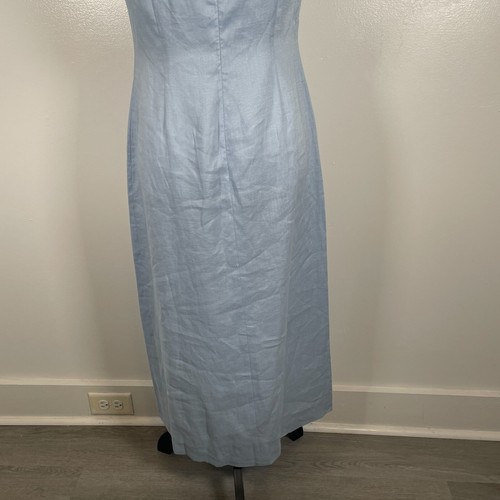 Petite Sophisticate Sheath Dress Womens Size 4 Blue Linen Sleeveless Back Zip - Picture 13 of 17