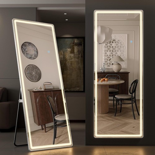 71"x26"/64"x21"/60"x16"Mirror Full Length LED Light Free Standing Floor Mirror - Picture 8 of 59