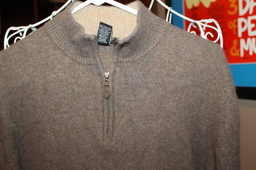 Daniel Bishop Mens camel color 100% cashmere 1/4 zip Sweater Mens XL (bin71) - Picture 3 of 5
