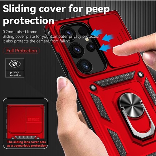 Sunstory Samsung S24 Ultra - custodia 6,8" rossa, attacco magnetico, fotocamera con protezione da scorrimento - Foto 2 di 7