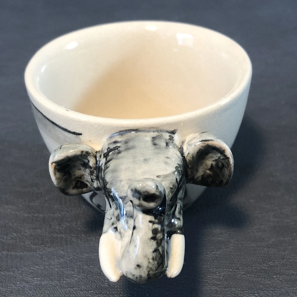 Taza de café espresso de 2 oz con patrón de elefante de cerámica mango 3D de safari Foto 2 de 4