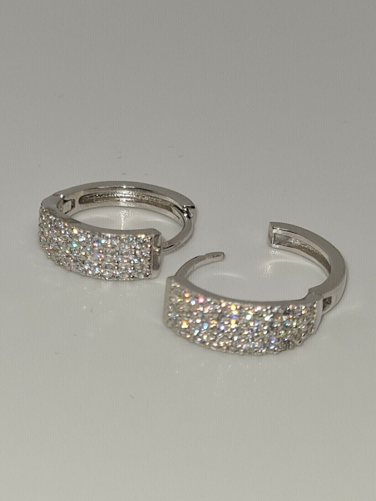 2ct Lab Diamond Huggie Hoop Earrings in 14k White Gold Plated-image