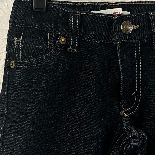 Levi's Boys 511 Slim Fit Jeans Adjustable Waist Dark Wash Denim Pants Sz 4 Blue - Picture 7 of 9