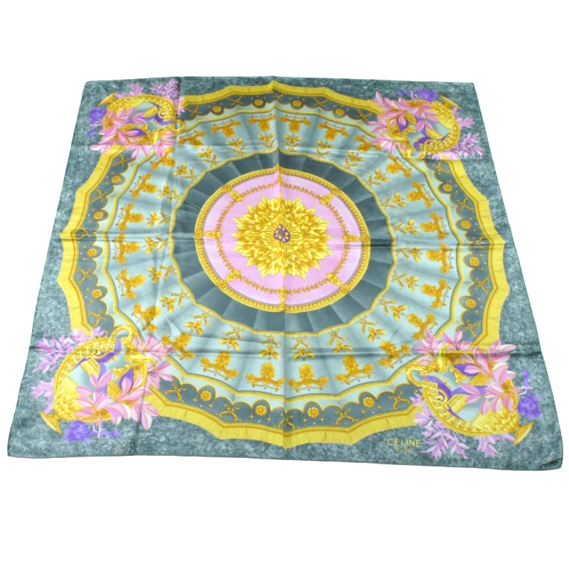 Auténtica bufanda cuadrada de seda de lujo vintage para mujer CELINE Paris 34" pulgadas Foto 2 de 4