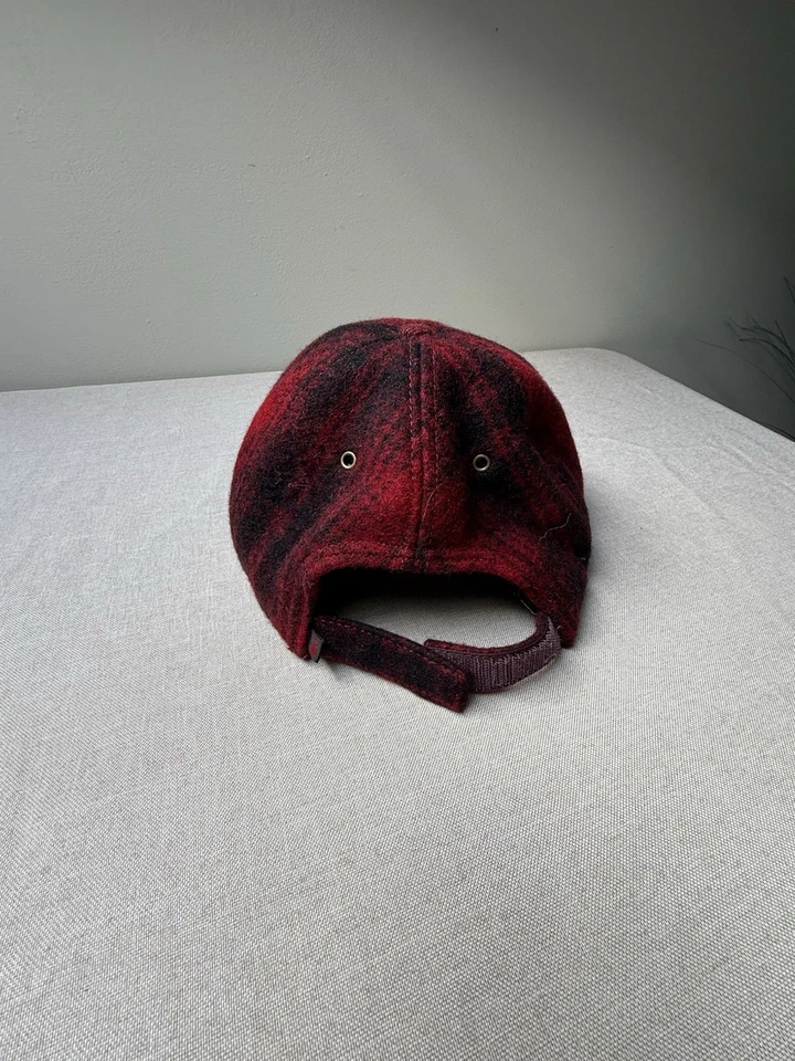 Woolrich Vintage Plaid Cap Red Black Strapback Hat One Size Lumberjack Style - Image 3 of 4