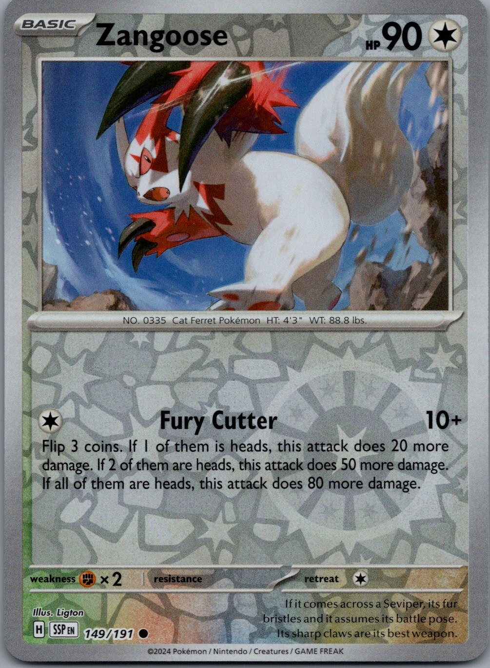Zangoose 149/191 C Surging Sparks Pokemon Reverse Holo Near Mint