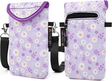 Neoprene Cell Phone Sleeve Pouch Case Bag with Crossbody Strap Lanyard for Women