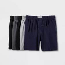 Men's Knit Boxers 5pk- Goodfellow  Co Black/Gray/Navy Medium
