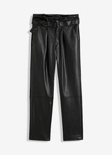 Lederimitathose mit Gürtel Gr. 38 Schwarz Damenhose Kunstleder Hose Neu